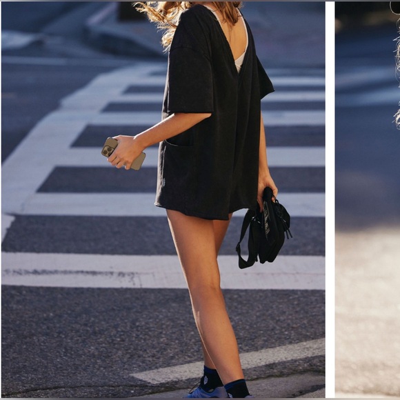 NWT Free People FP Movement Hot Shot Tee Romper - washed black - XS, S, M, L - Picture 2 of 7